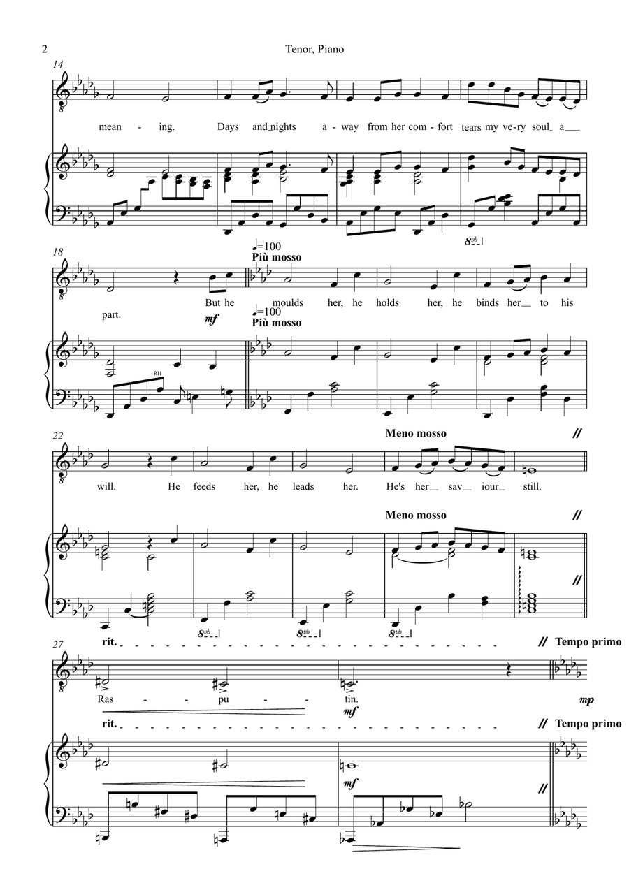 My Only Consolation (Rasputin) for solo male voice and piano (optional clarinet) Piano, Vocal scores gallery preview page 6