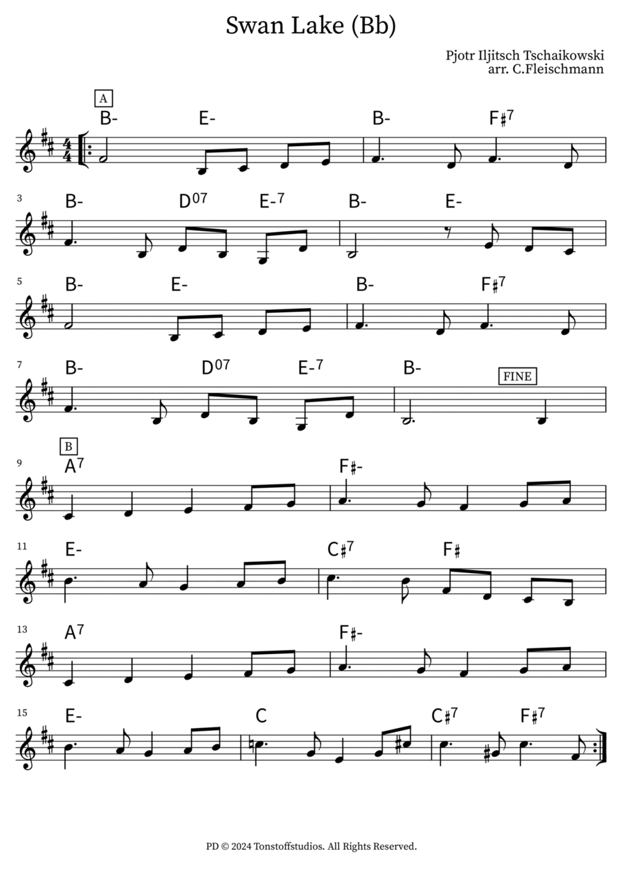 Swan Lake Piano scores gallery preview page 1