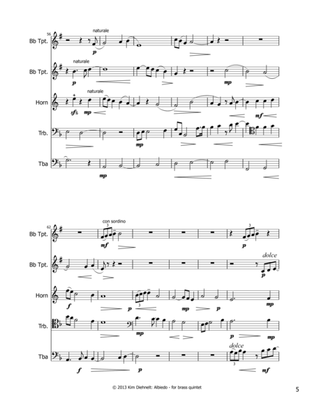 Diehnelt: Albiedo for brass quintet (Score) image number null