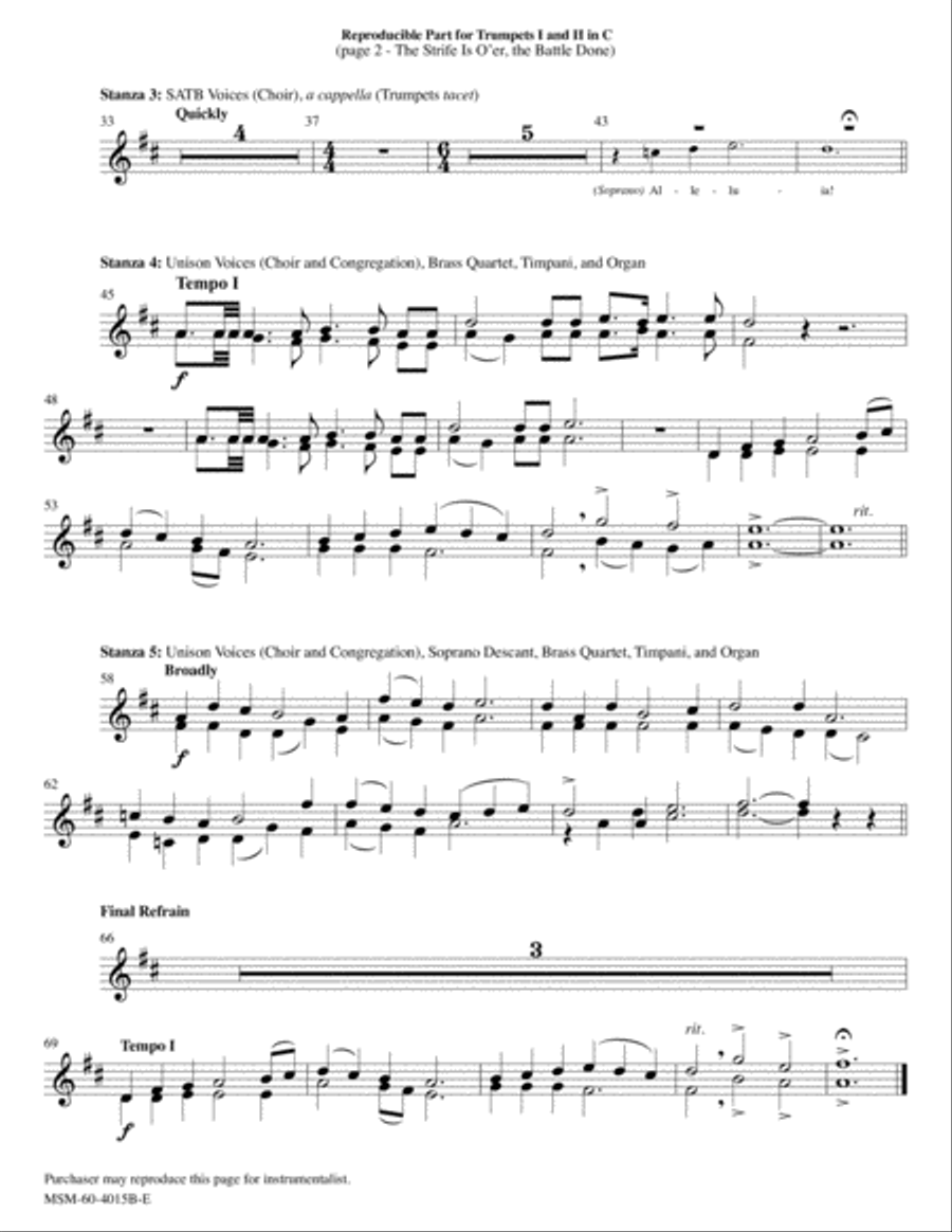 The Strife Is O'er, the Battle Done Choir scores gallery preview page 4