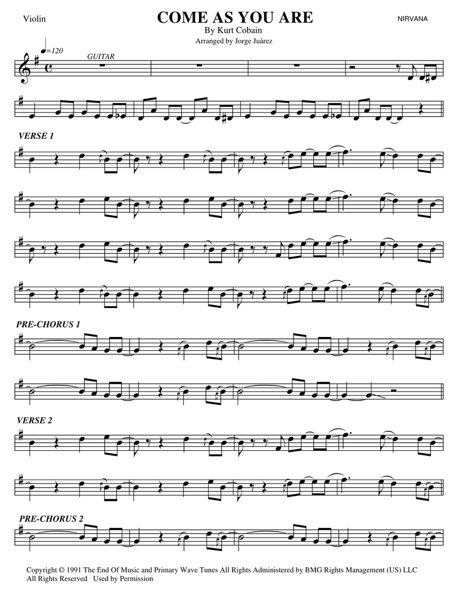 Come As You Are Come As You Are Violin Solo scores gallery preview page 1