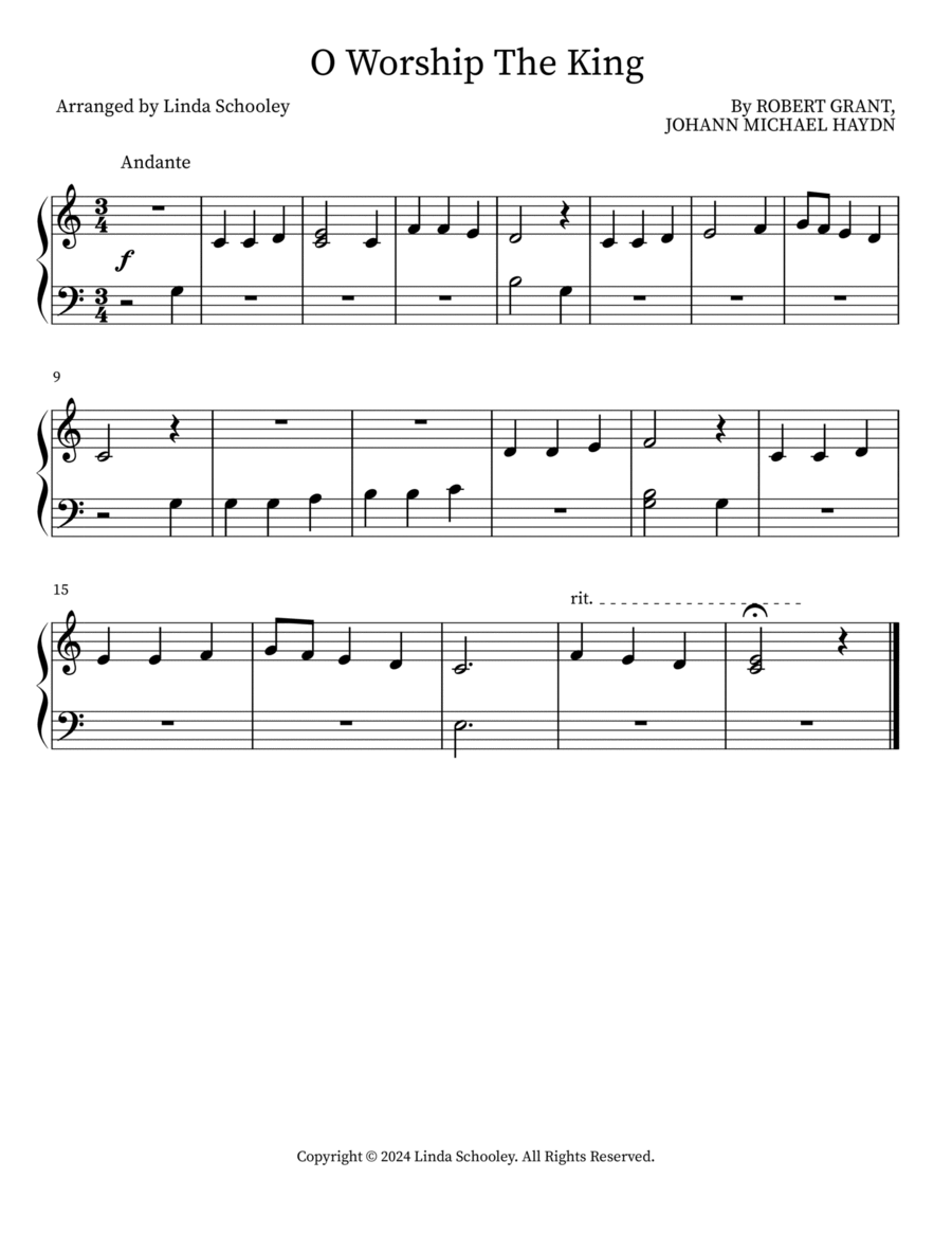 O Worship The King O Worship The King Easy Piano scores gallery preview page 1