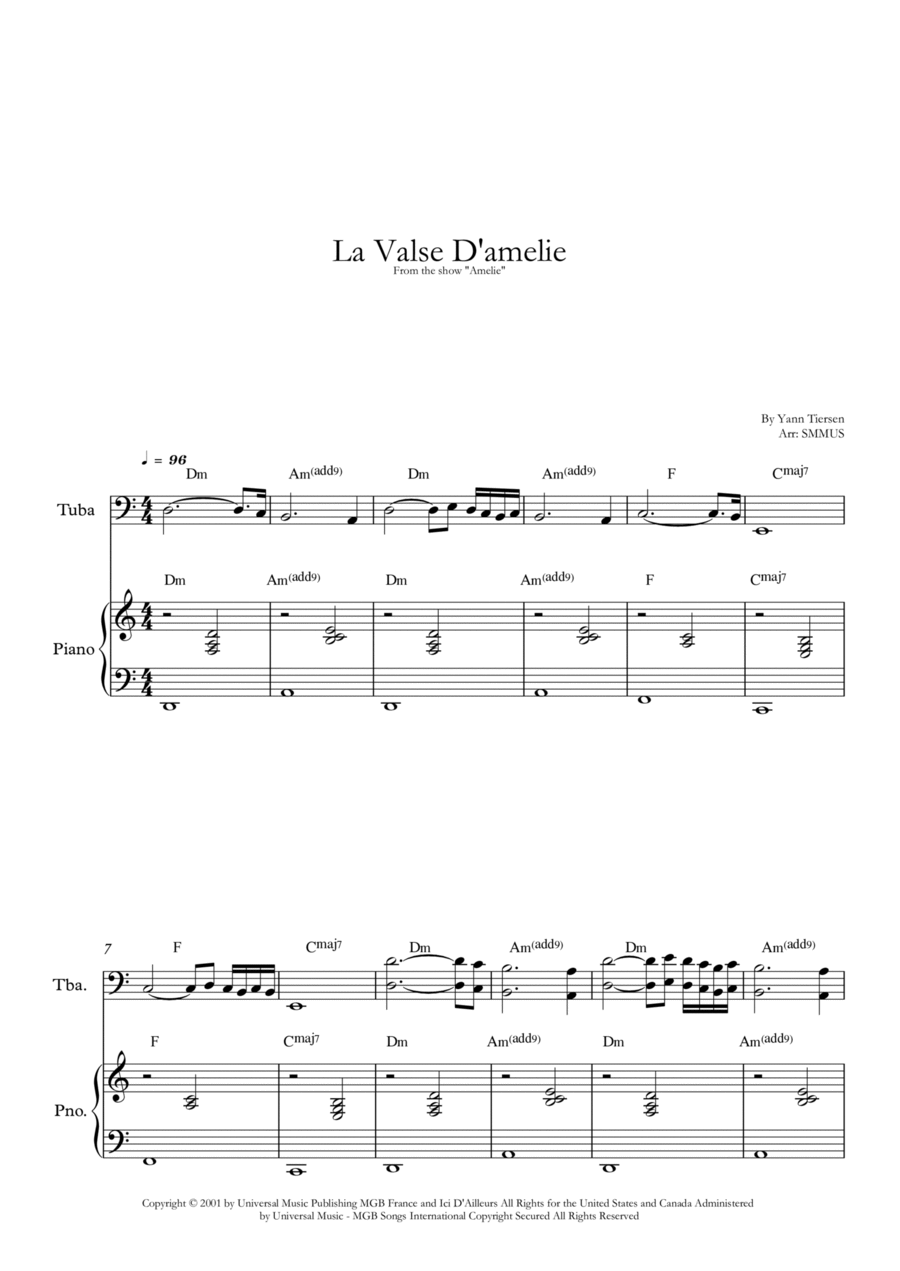 La Valse D'amelie La Valse D'amelie Piano scores gallery preview page 1