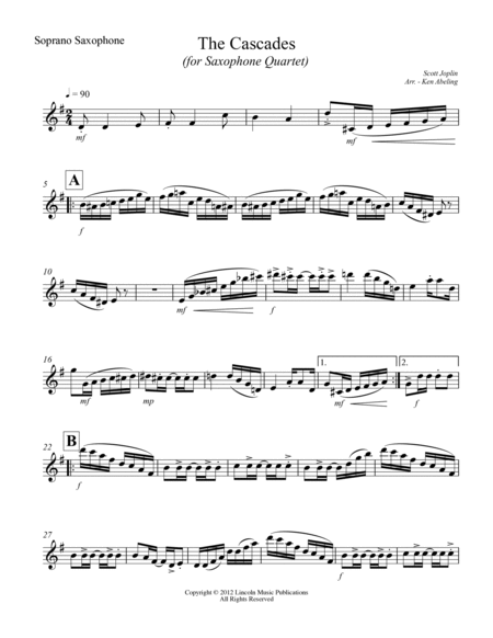 Joplin - “The Cascades” (for Saxophone Quartet SATB) image number null