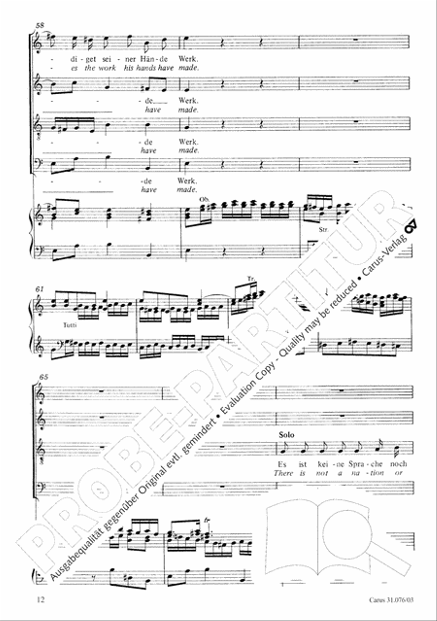 The heavens are telling the Father's glory (Die Himmel erzahlen die Ehre Gottes) 4-Part scores gallery preview page 13