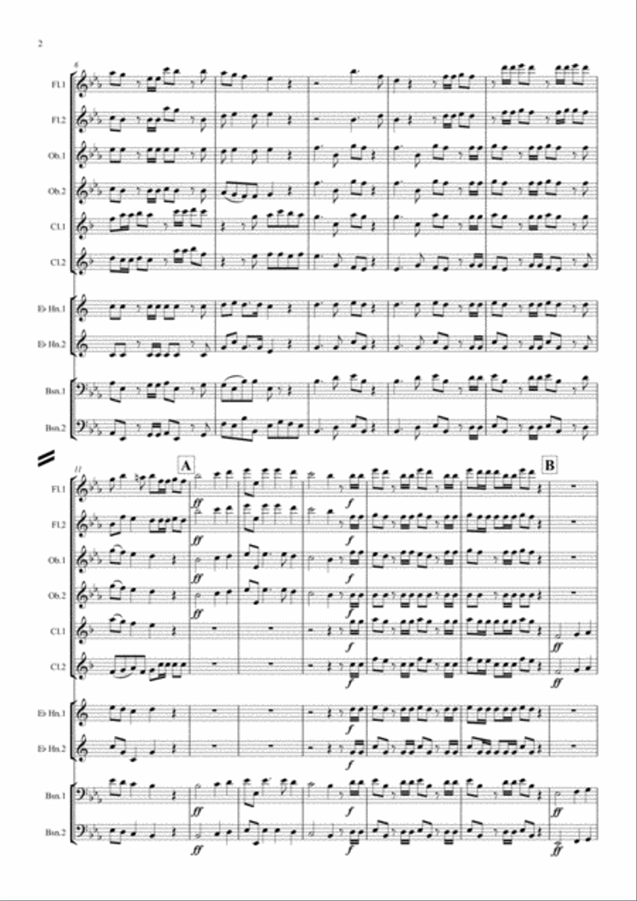 Handel: Messiah (Der Messias) Hallelujah Chorus (transposed into Eb)- wind dectet (10 players) Choir scores gallery preview page 2