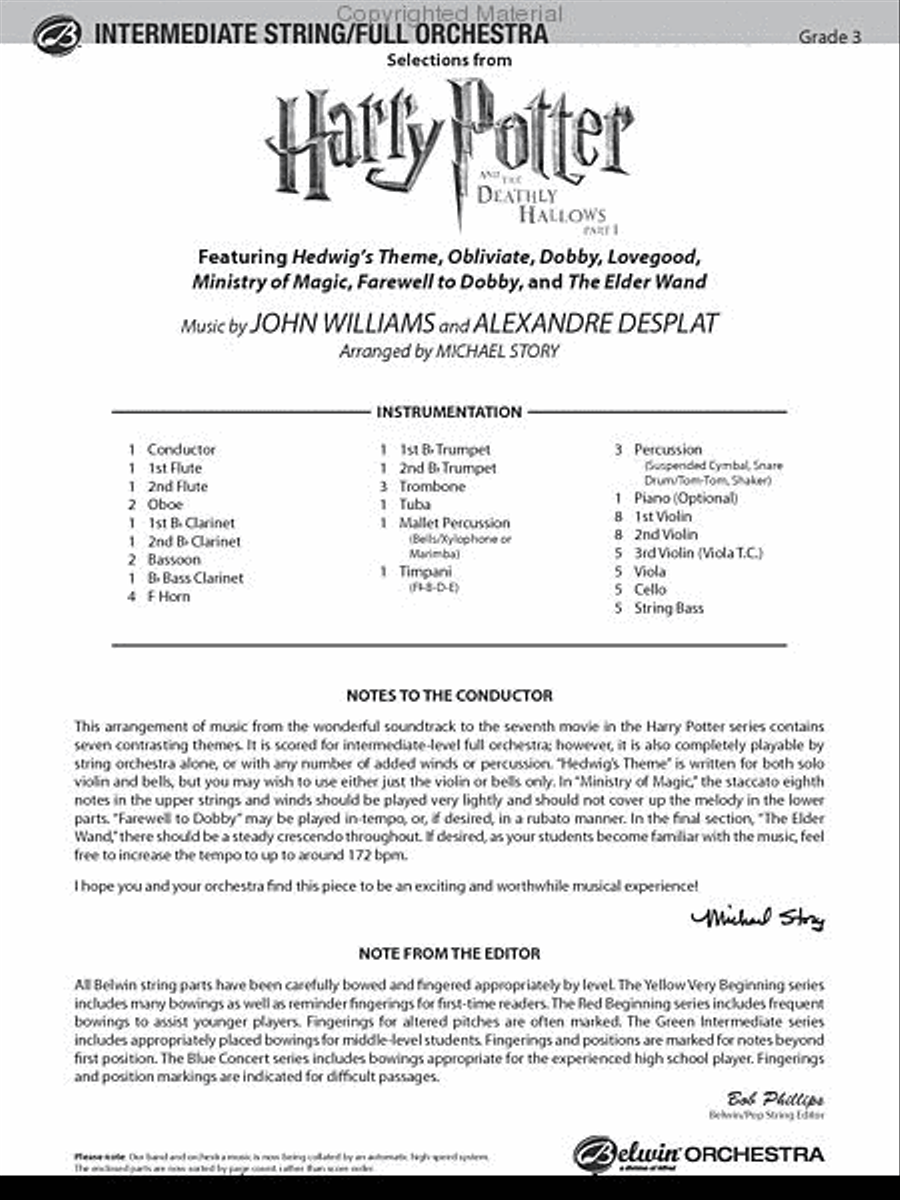 Harry Potter and the Deathly Hallows, Part 1, Selections from Full Orchestra scores gallery preview page 2