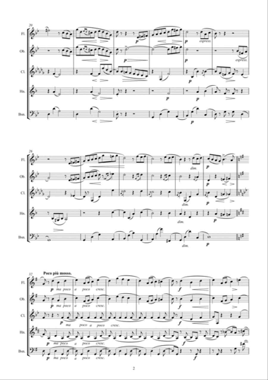 Tchaikovsky: The Seasons Op37 No.6 June (Barcarole) Woodwind Quintet scores gallery preview page 4