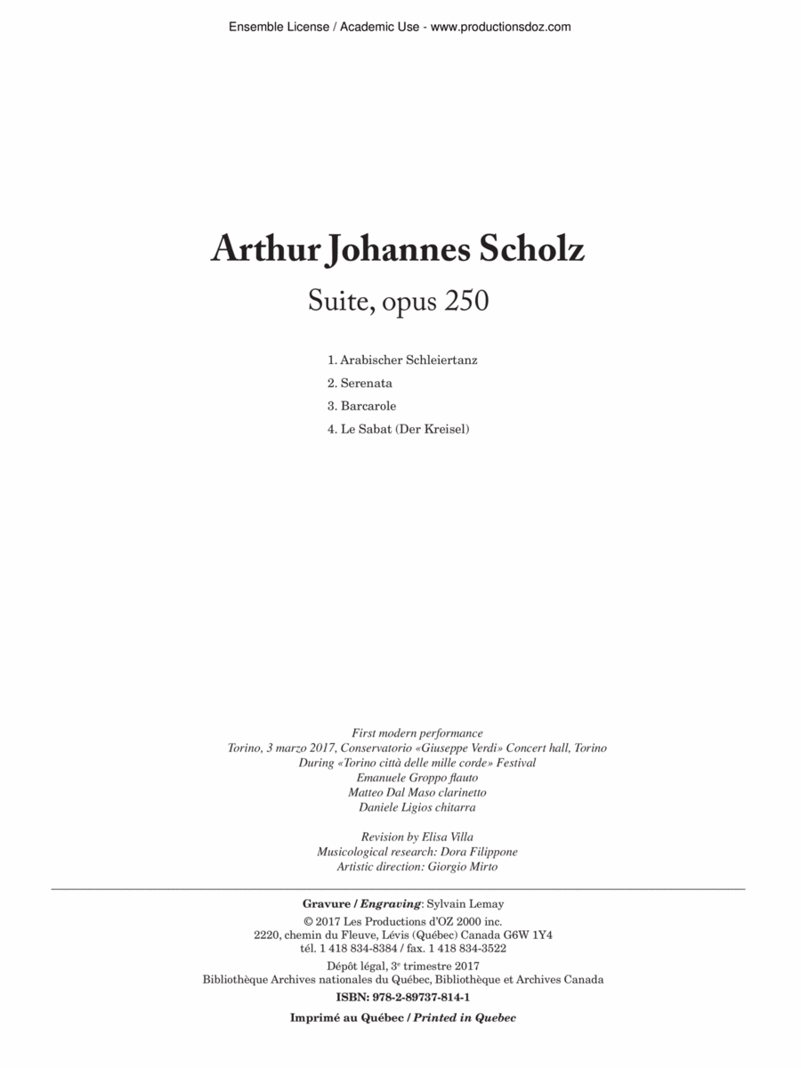 Suite, opus 250 Clarinet scores gallery preview page 1