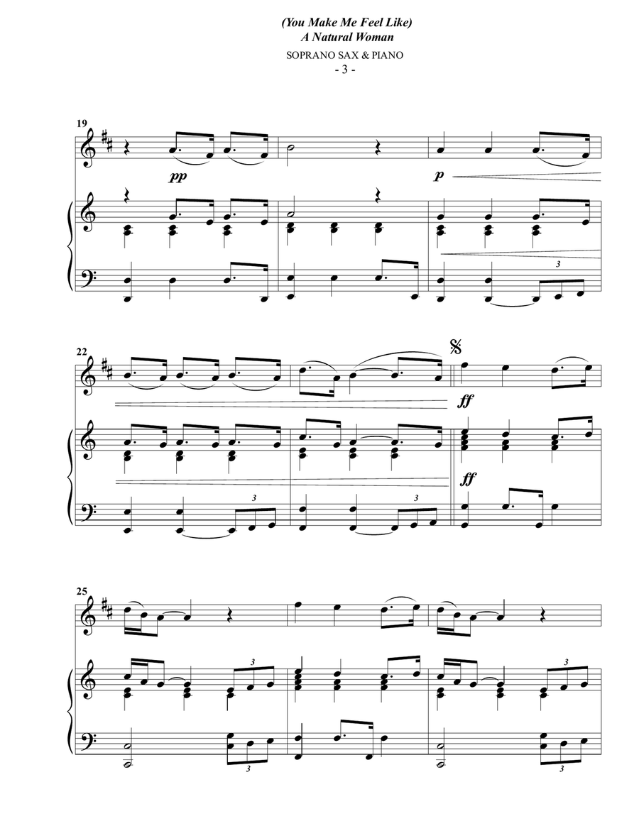 (You Make Me Feel Like) A Natural Woman Soprano Saxophone scores gallery preview page 3