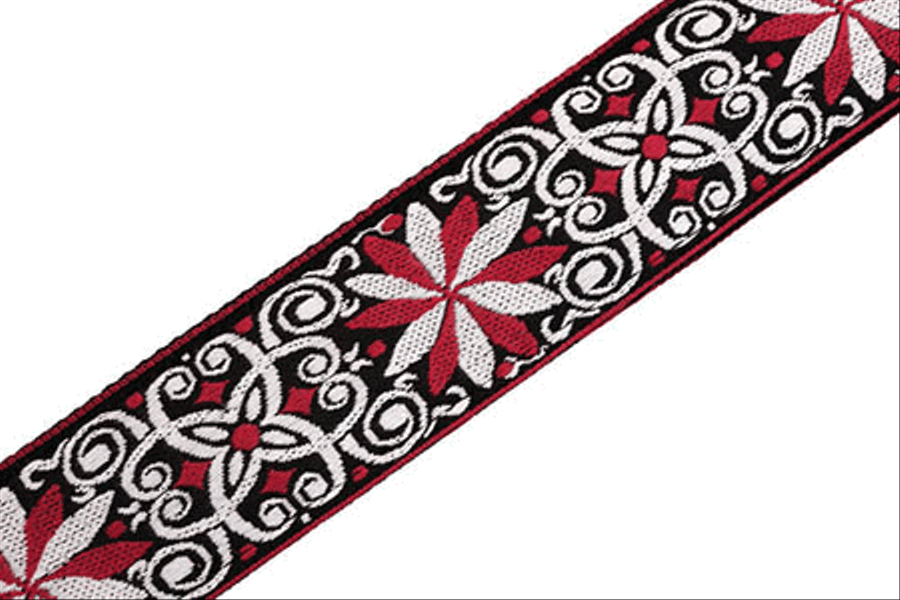 '60s Hootenanny Jacquard Weave Guitar Strap – Floral Red Musical Instruments scores gallery preview page 3