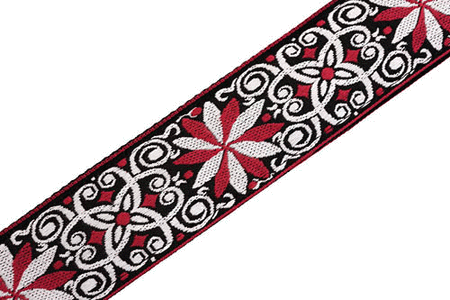 '60s Hootenanny Jacquard Weave Guitar Strap – Floral Red