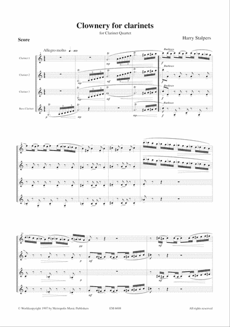 Clownery for Clarinets for Clarinet Quartet Clarinet Quartet scores gallery preview page 2