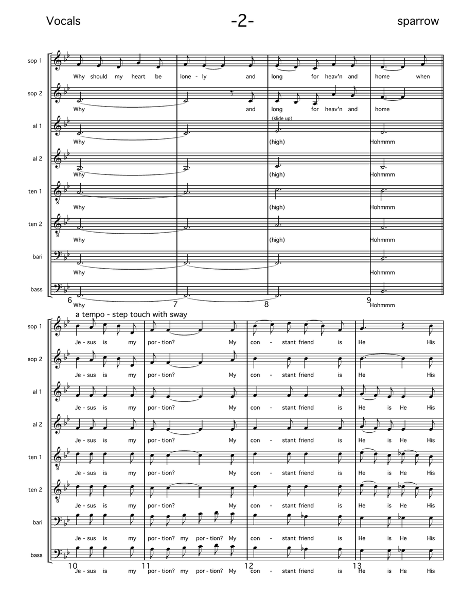 His Eye Is On The Sparrow Divisi scores gallery preview page 2