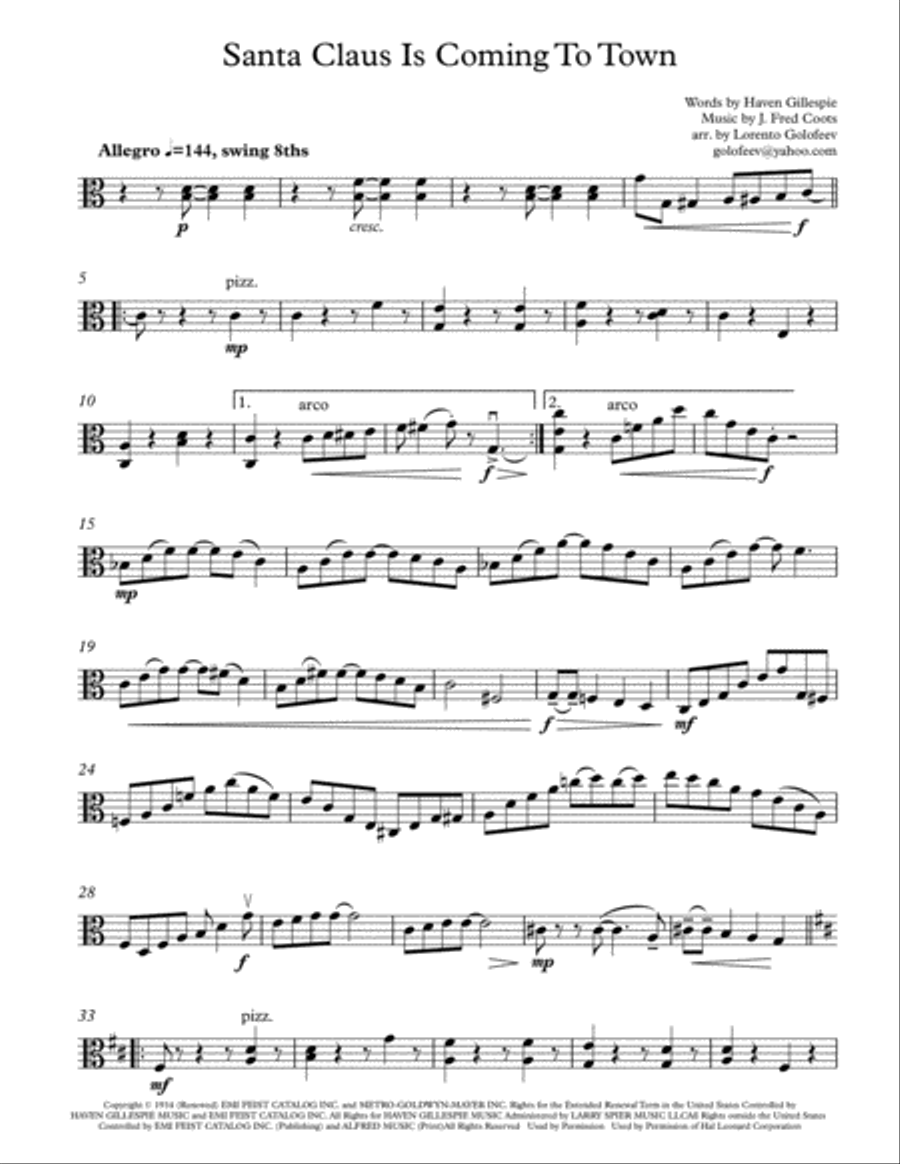 Santa Claus Is Comin' To Town String Trio scores gallery preview page 3