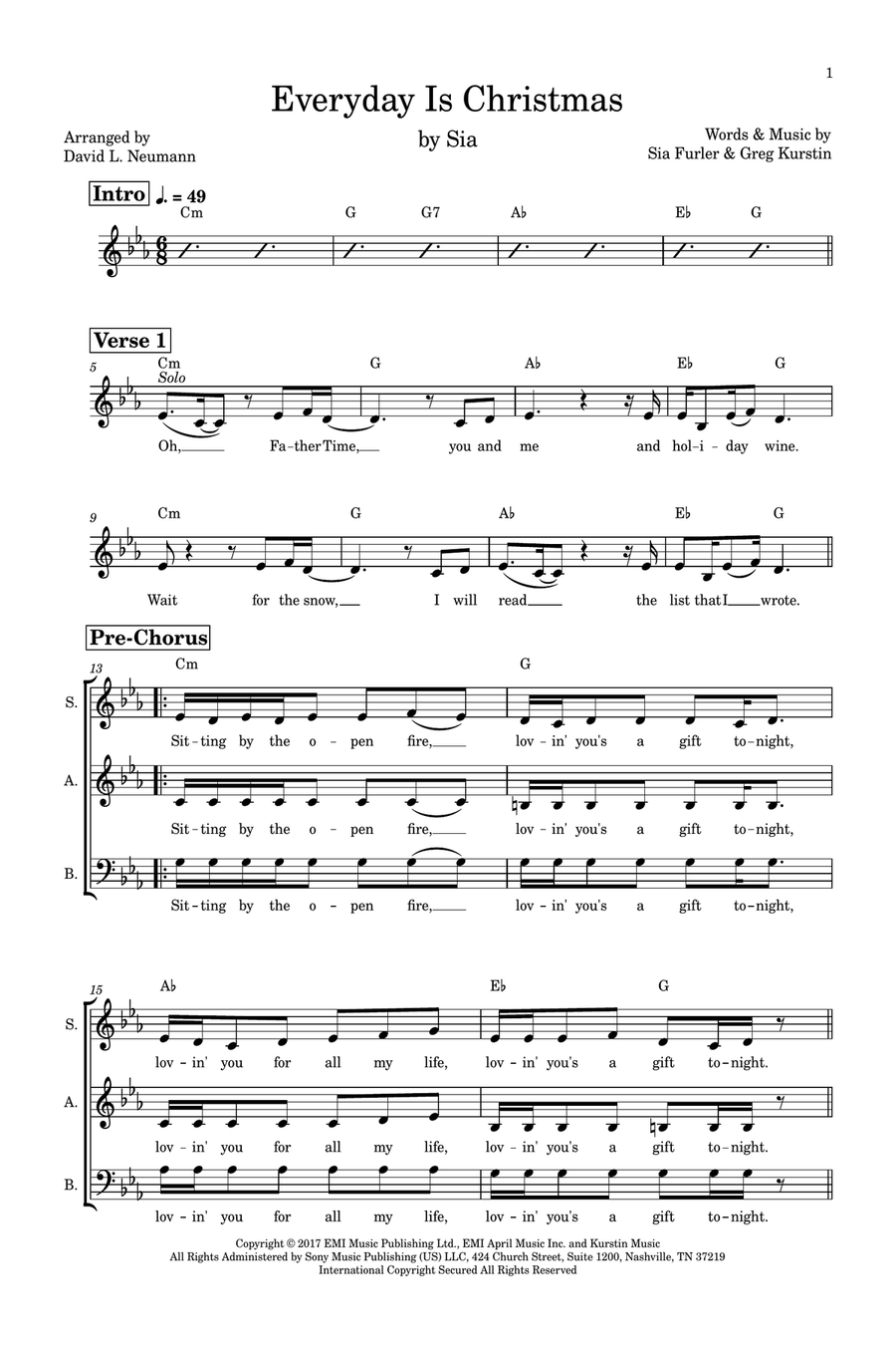 Everyday Is Christmas 3-Part scores gallery preview page 1