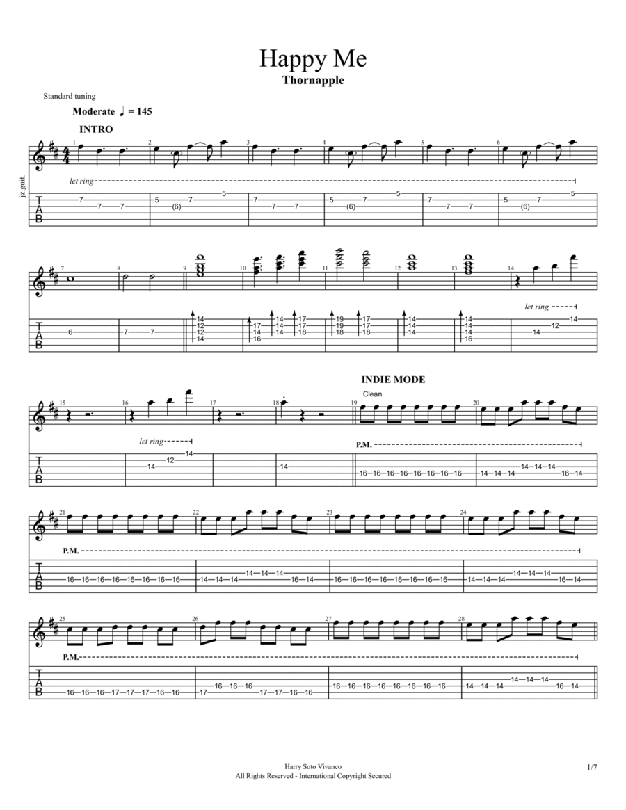 Happy Me Guitar Tablature scores gallery preview page 1