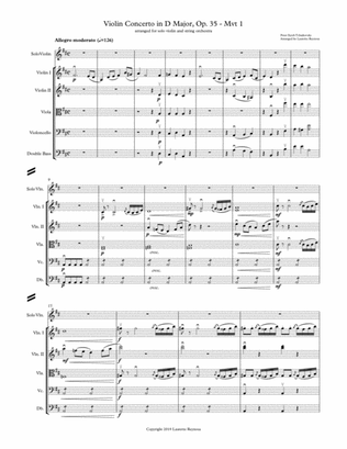 Tchaikovsky Violin Concerto - 1st Movement - Solo Violin and String Orchestra