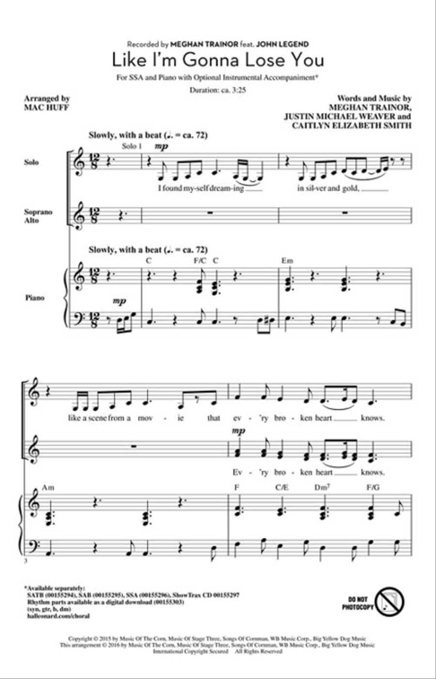 Like I'm Gonna Lose You Like I'm Gonna Lose You SSA scores gallery preview page 2