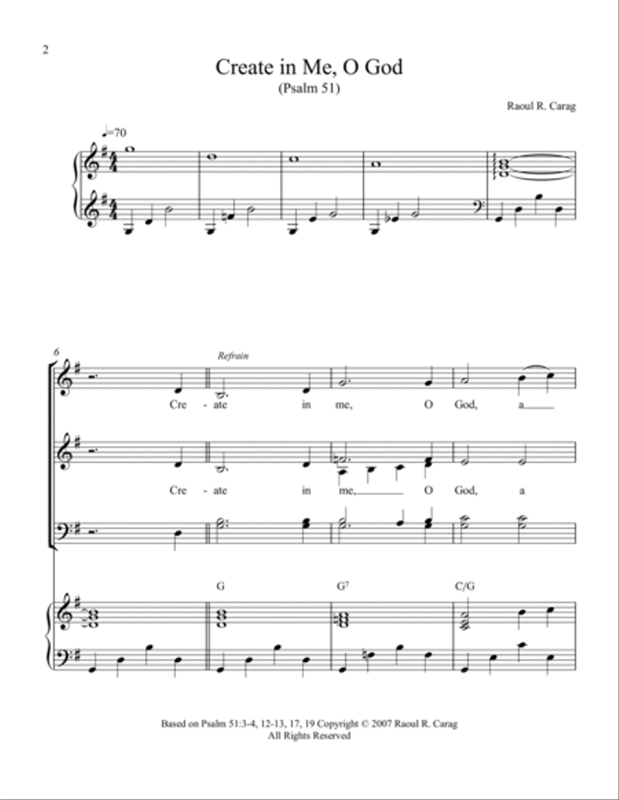Create In Me, O God (Psalm 51) 4-Part scores gallery preview page 2