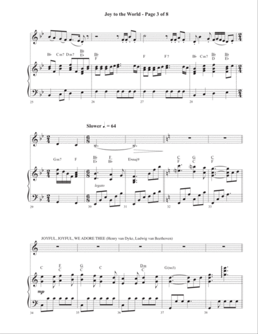 Joy to the World, with Joyful, Joyful, We Adore Thee Trumpet Solo scores gallery preview page 4