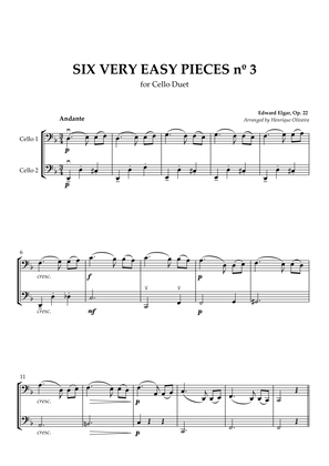 Six Very Easy Pieces nº 3 (Andante) - Cello Duet