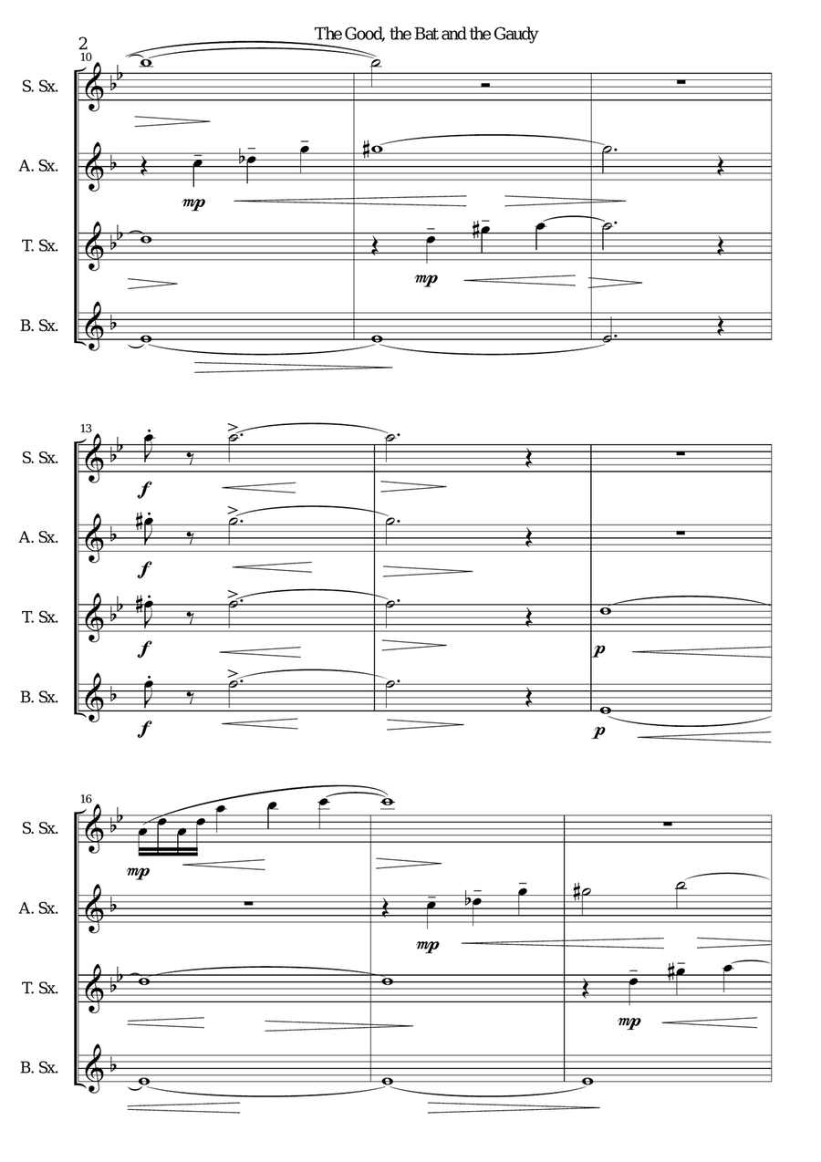 The good, the bat and the gaudy for saxophone quartet Saxophone Quartet scores gallery preview page 2