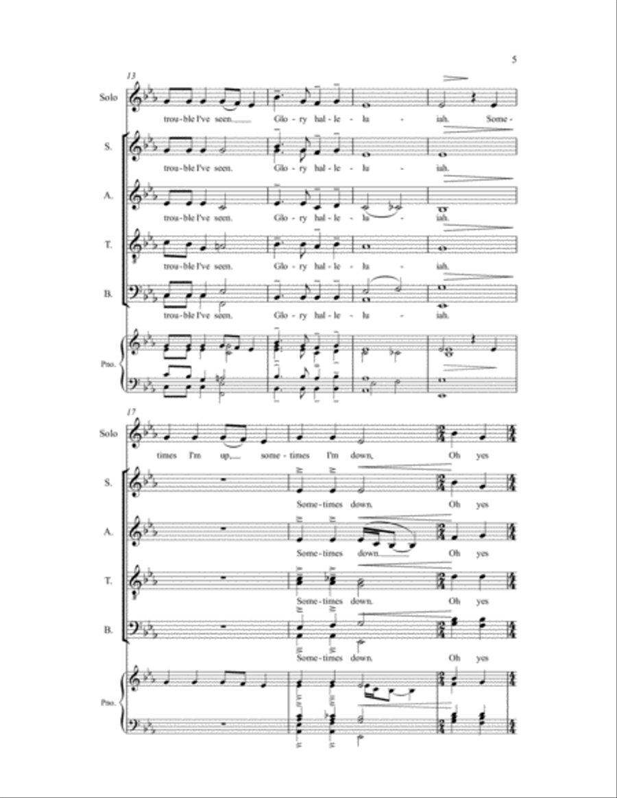 Nobody Knows (The Trouble I've Seen) A Cappella scores gallery preview page 4