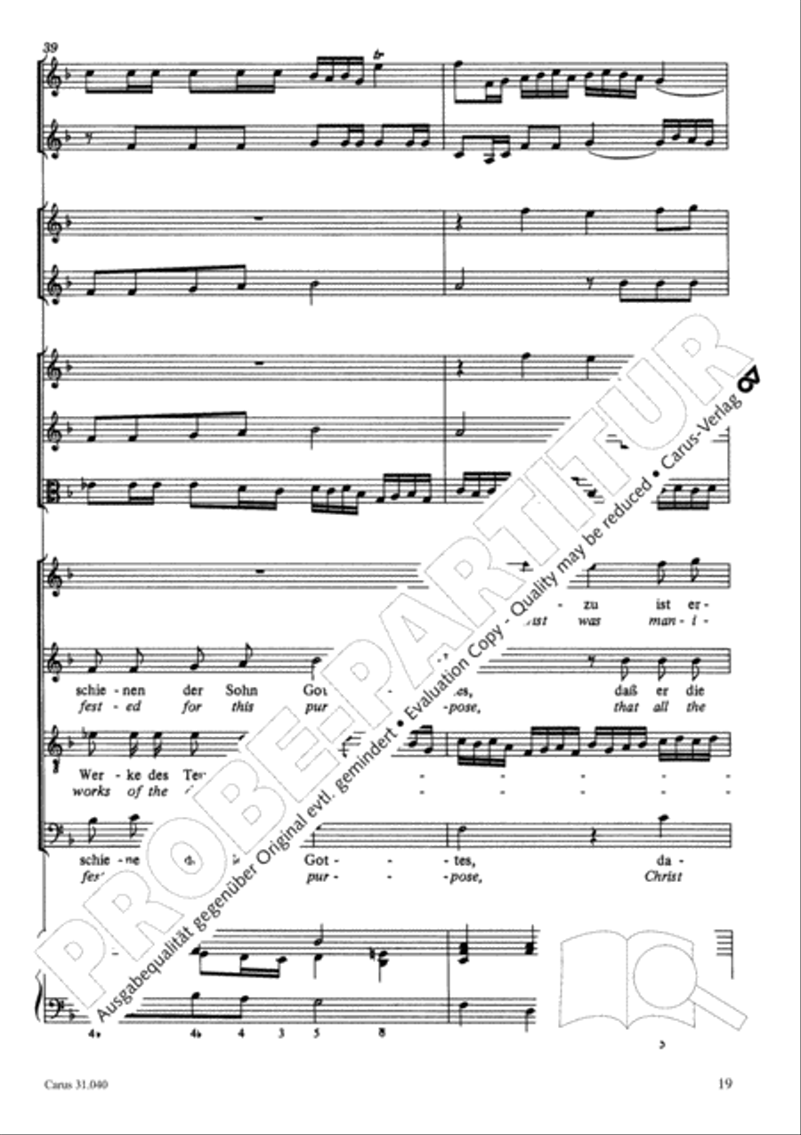 Christ was manifested for this purpose (Dazu ist erschienen der Sohn Gottes) ATB scores gallery preview page 20