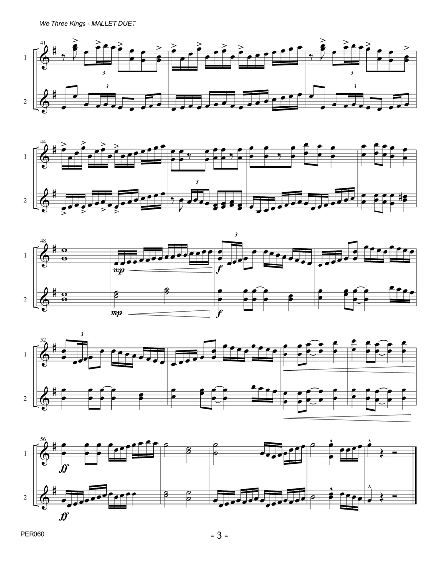 2 MALLET DUETS FOR CHRISTMAS (challenging carol arrangements) Percussion Ensemble scores gallery preview page 3