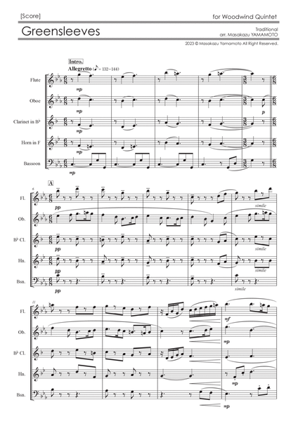 Greensleeves [Woodwind Quintet] - Score Only image number null