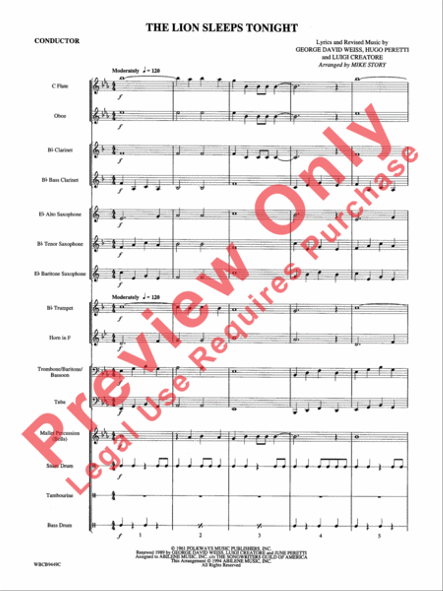 The Lion Sleeps Tonight The Lion Sleeps Tonight Concert Band scores gallery preview page 3