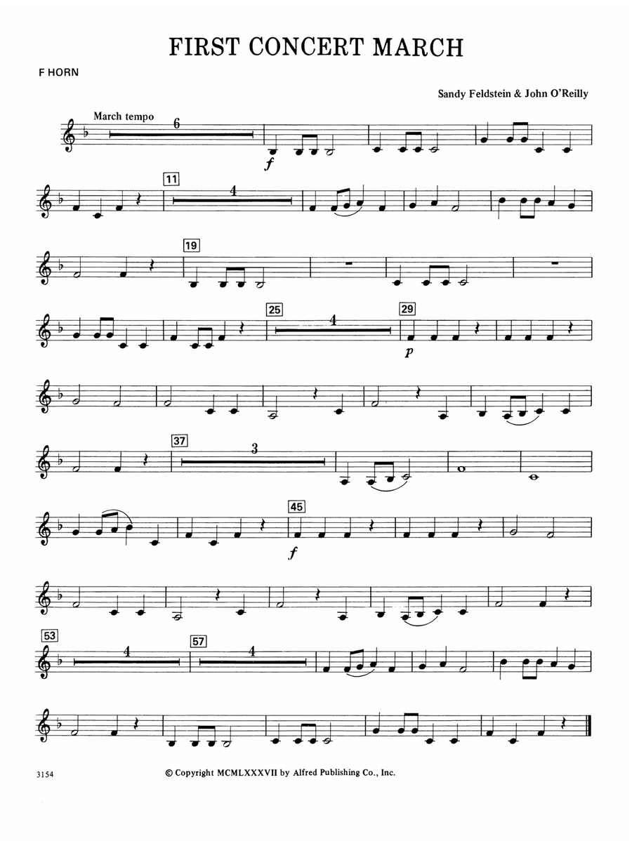 First Concert March: 1st F Horn