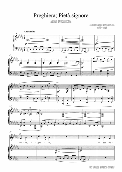 Stradella-Preghiera; Pietà,signore in b flat minor,for Voice and Piano image number null