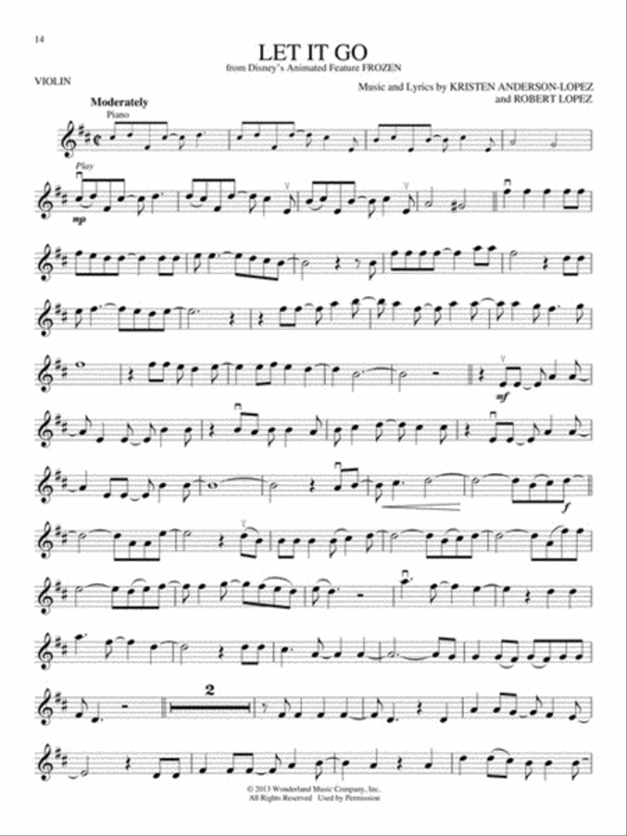 Songs from Frozen, Tangled and Enchanted Violin Solo scores gallery preview page 5