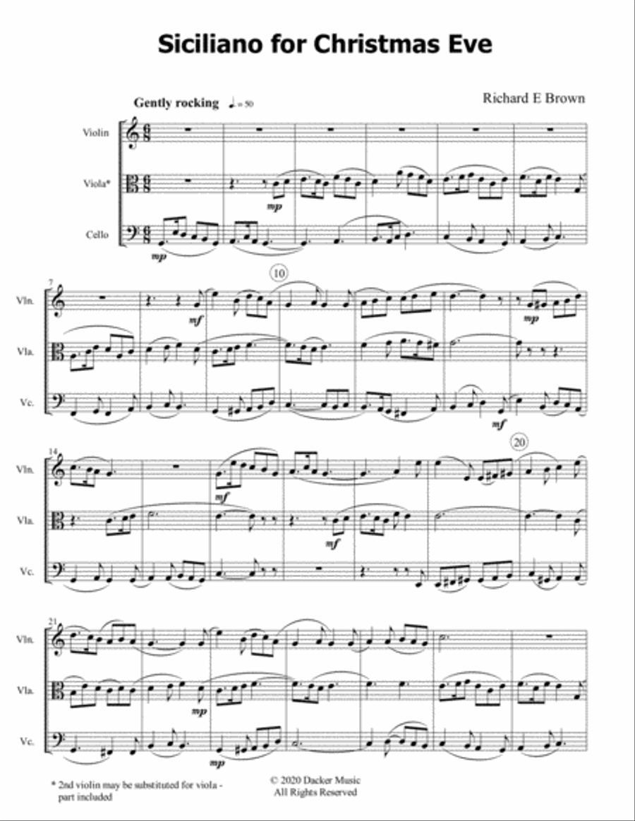 Siciliano for Christmas Eve - String Trio String Trio scores gallery preview page 2