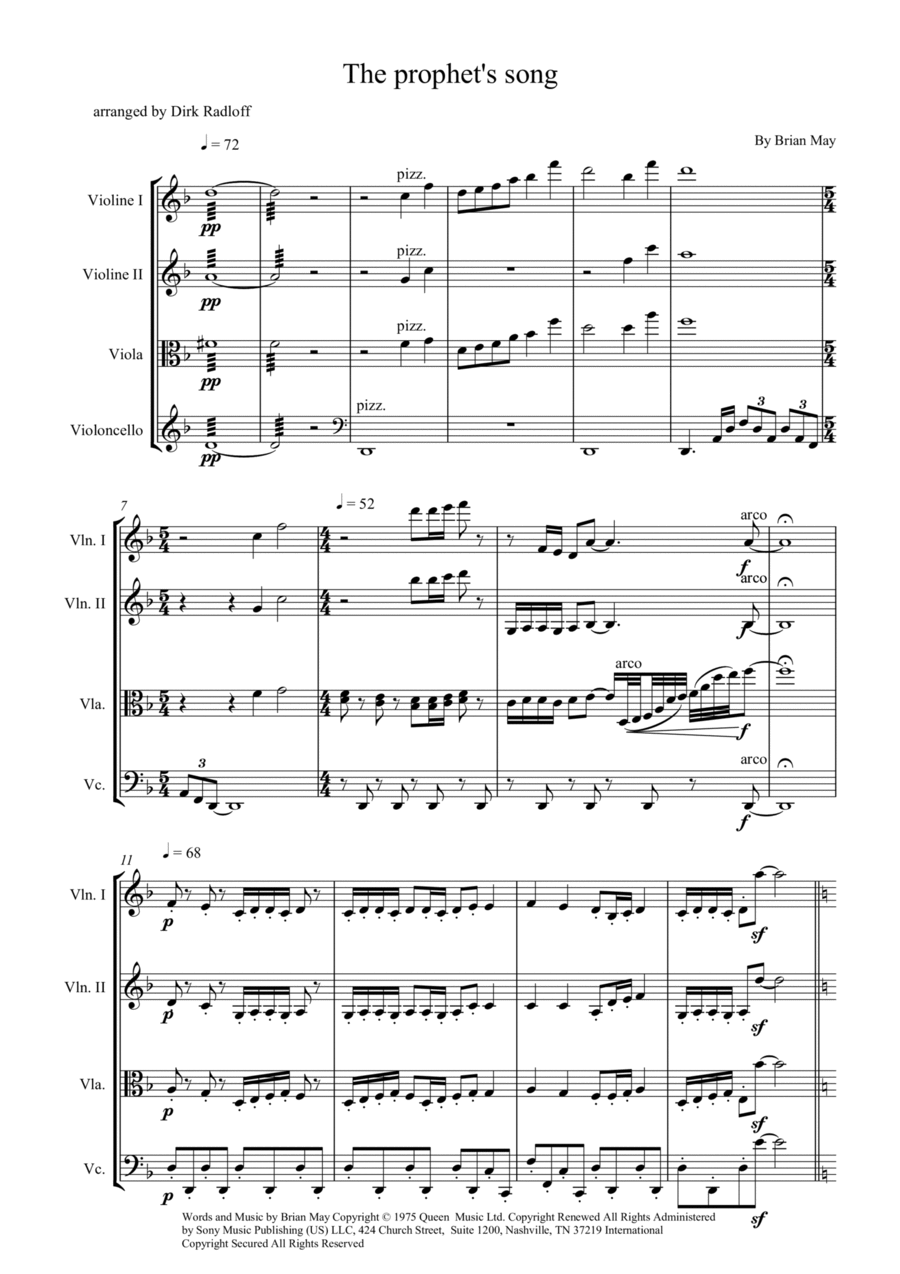 The Prophet's Song The Prophet's Song String Quartet scores gallery preview page 1