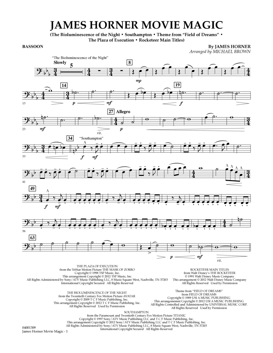 James Horner Movie Magic - Bassoon Concert Band scores gallery preview page 1