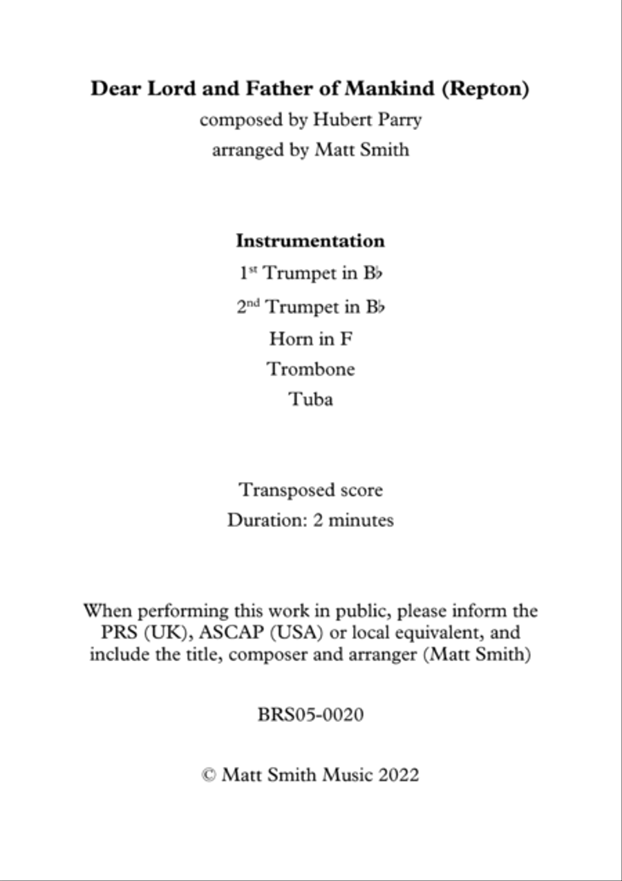 Dear Lord and Father of Mankind (Repton) - BRASS QUINTET Brass Quintet scores gallery preview page 2