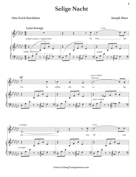 MARX: Selige Nacht (transposed to G-flat major)