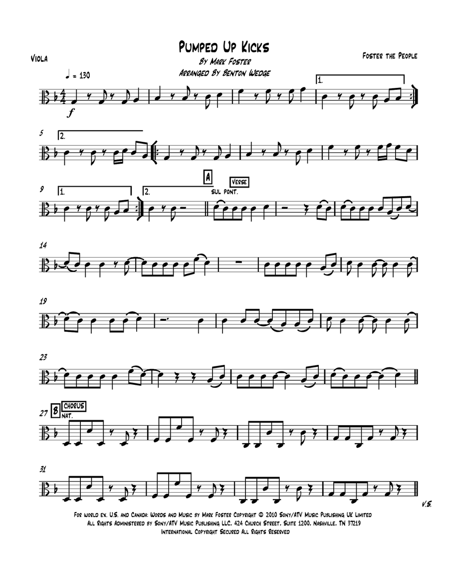 Pumped Up Kicks String Quartet scores gallery preview page 5