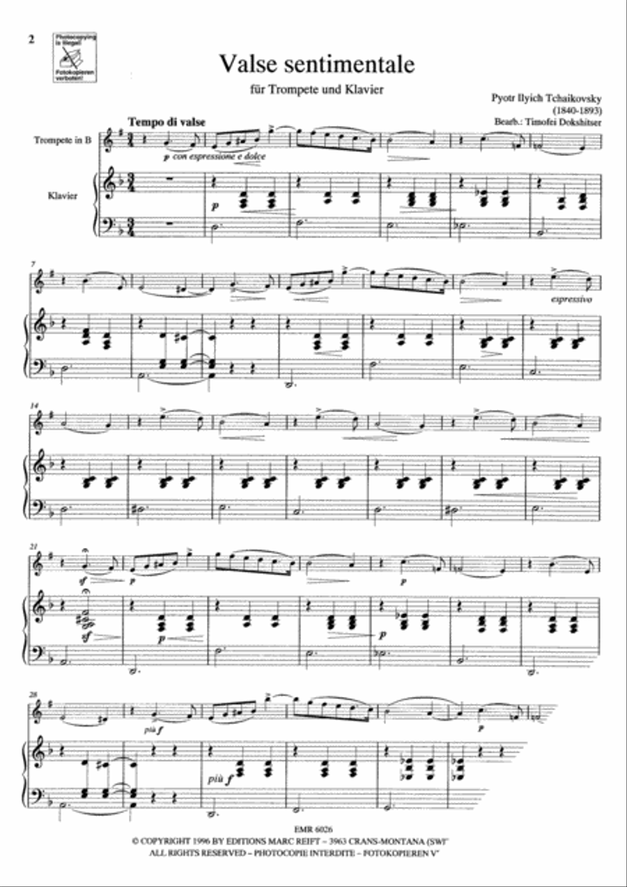 Valse Sentimentale Trumpet Solo scores gallery preview page 4