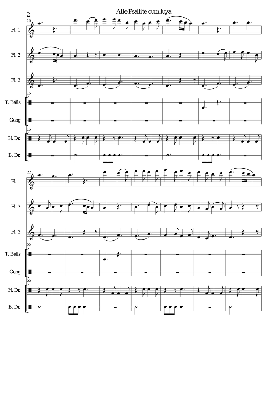 Alle psallite cum luya for flute trio and percussion Flute Trio scores gallery preview page 2
