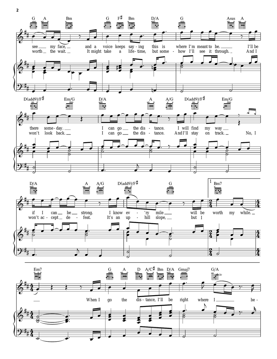 Go The Distance (from Hercules) Piano, Vocal, Guitar scores gallery preview page 2
