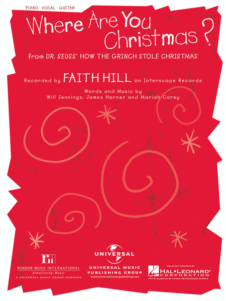 Where Are You Christmas? by Faith Hill Piano, Vocal, Guitar - Sheet Music