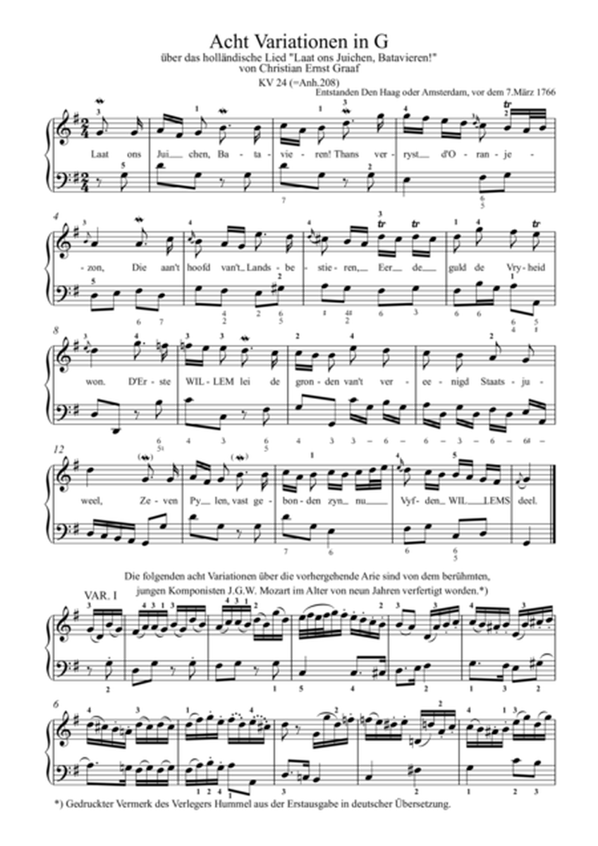 Mozart - 8 Variations in G major K. 24