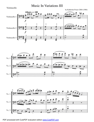Music in Variations III for Three Cellos