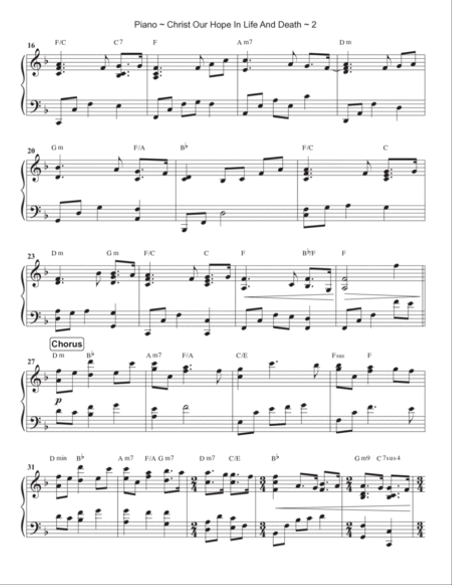 Christ Our Hope In Life And Death Piano Solo scores gallery preview page 3