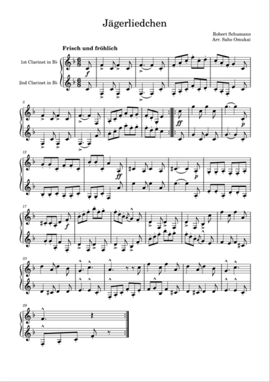 R.Schumann: 15 Stücke for two clarinets Clarinet Duet scores gallery preview page 6