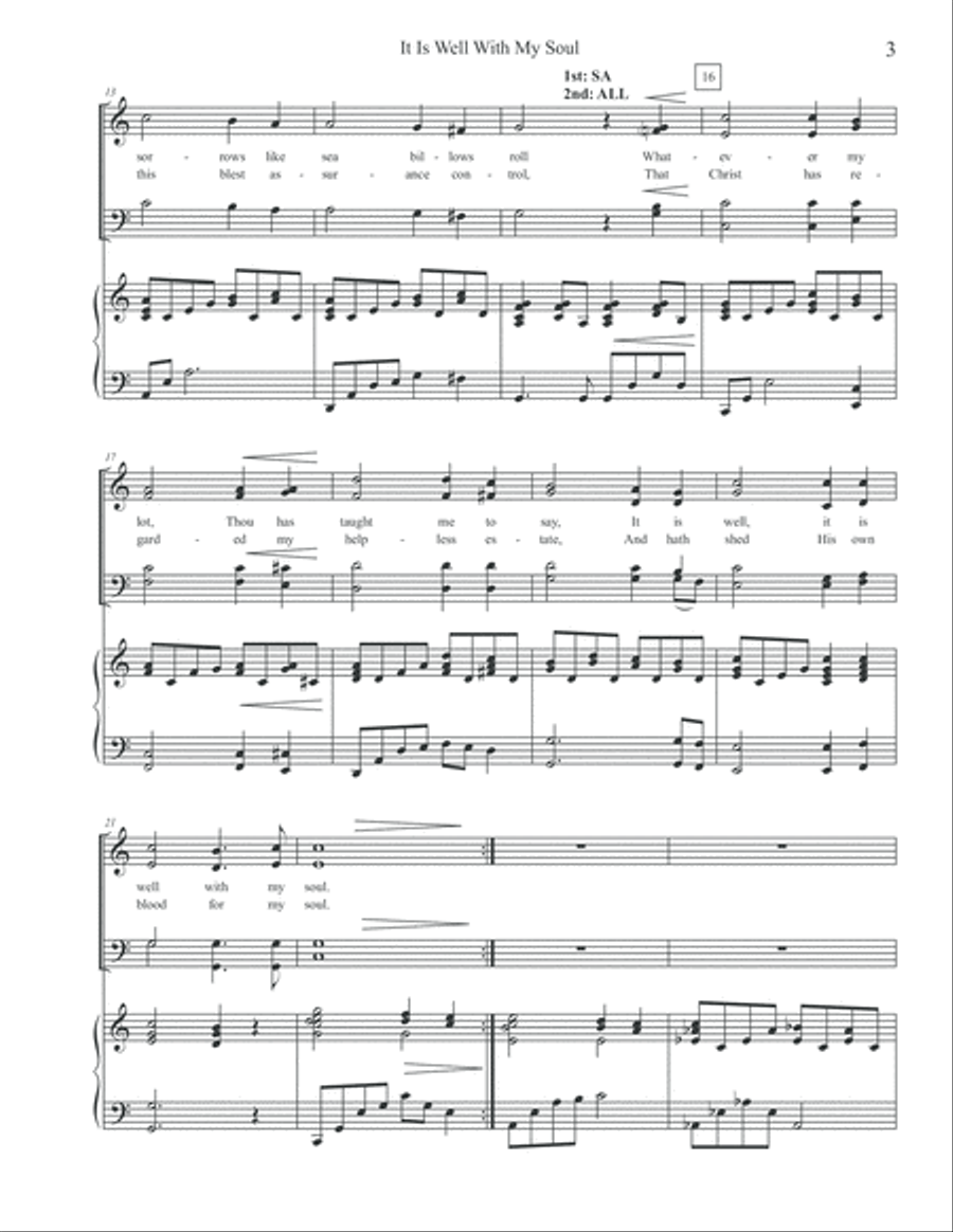 It Is Well With My Soul - SATB & Piano image number null